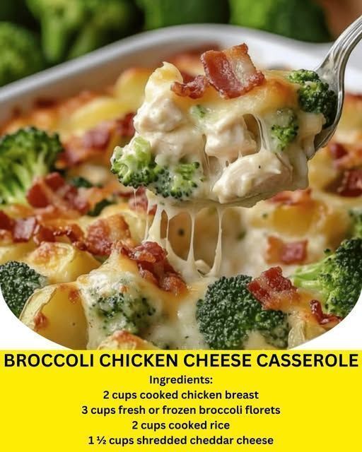 Broccoli, Rice, Chicken and Cheese Casserole