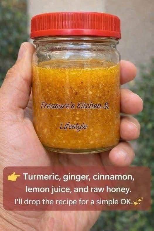 Turmeric, ginger, cinnamon, lemon juice, and raw honey.